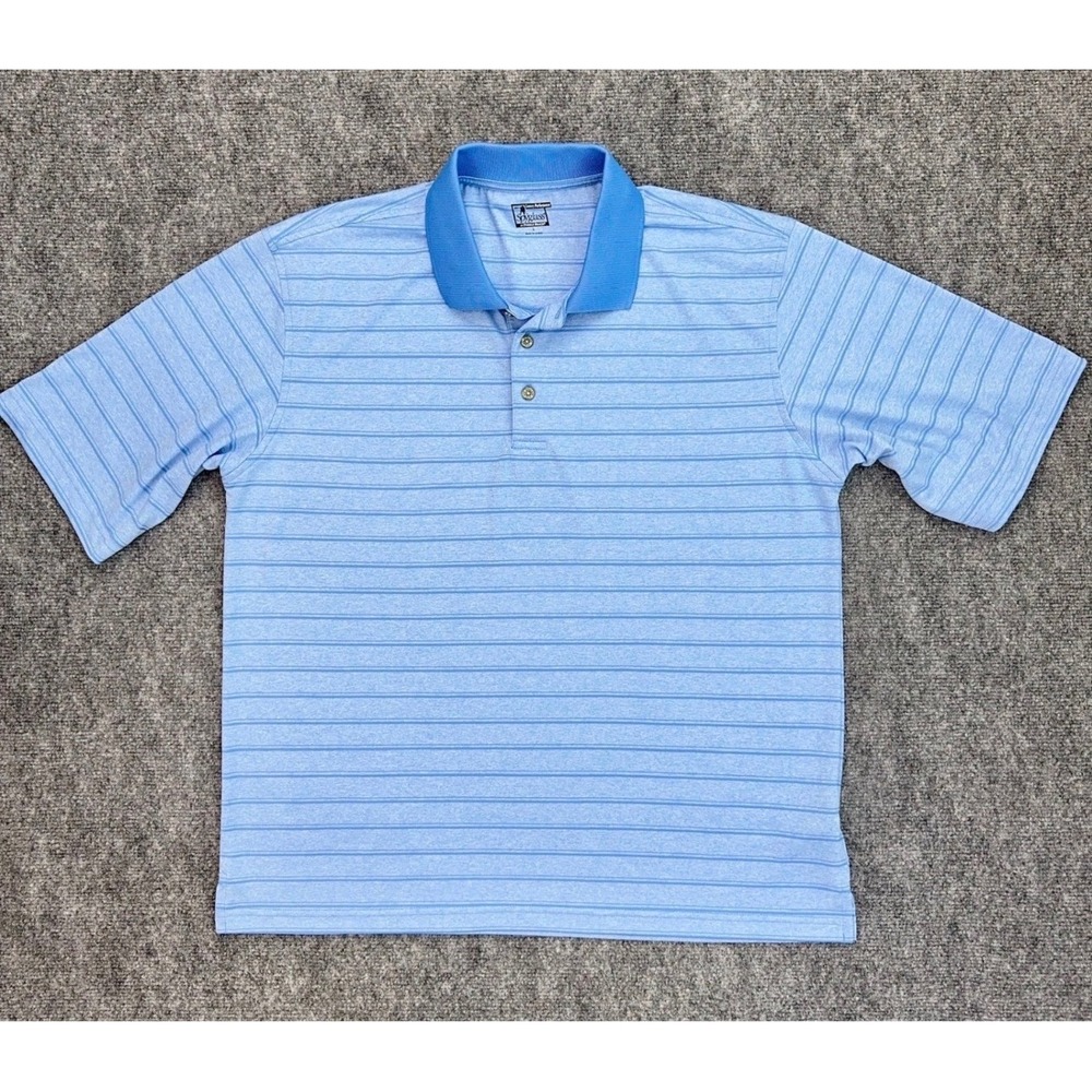 Spyglass by Pebble Beach Golf Polo Mens Large Blue Striped Luxury Performance
